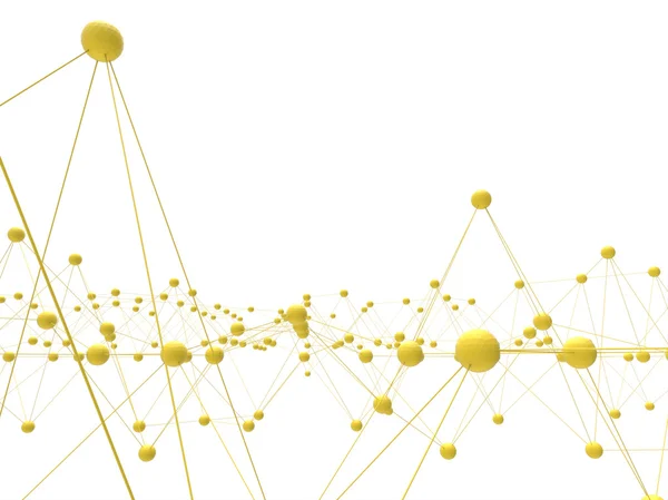 Rede abstrata Micro moléculas amarelas e tecnologia de computador — Fotografia de Stock