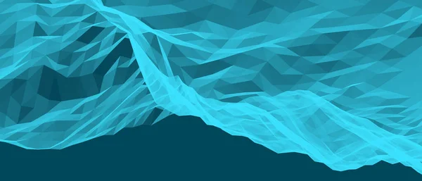 Abstract Digital Waves Achtergrond Lowpoly Blauw Met Banner Origami Papier — Stockfoto