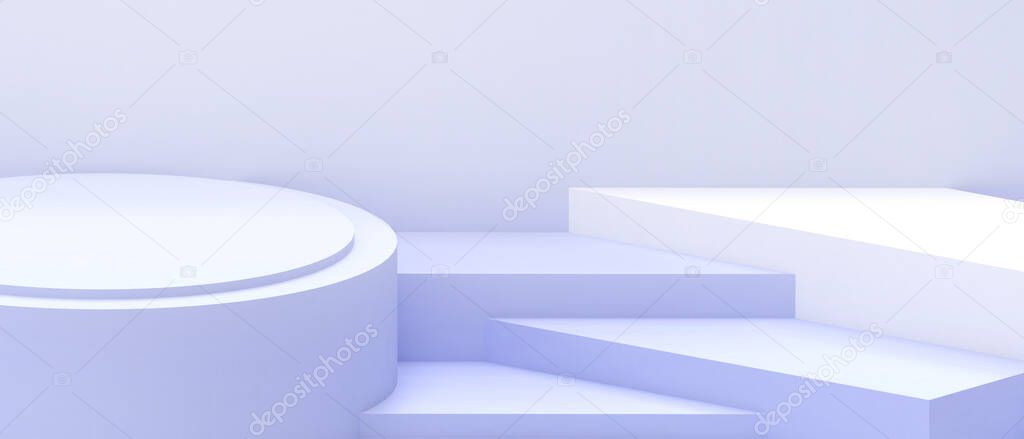 Abstract Minimal podium Geometric shapes Cylinder and box on Purple background.with copy space ,showcase for new product- 3d rendering