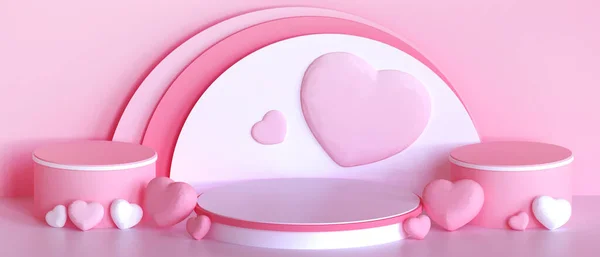 Résumé Mockup Plate Forme Podium Valentine Love Concept Avec Coeur — Photo