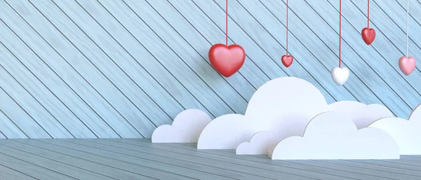 Dia Dos Namorados Amor Fundo Azul Conceito Nuvem Com Coração — Fotografia de Stock