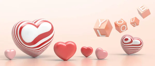 Amor Por Día San Valentín Fondo Rojo Amo Los Corazones — Foto de Stock