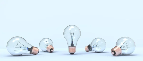 創造的なアイデアのインスピレーションと青い背景に電球の概念 ミニマルスタイル 成功への動機 3Dレンダリング — ストック写真