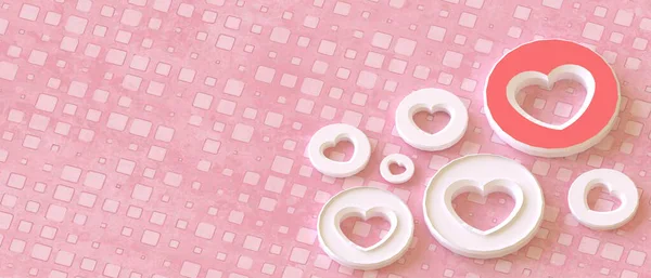 Düz Yatıyordu Sevgililer Günü Arkaplanı Çember Kağıt Kalpler Pembe Kavram — Stok fotoğraf