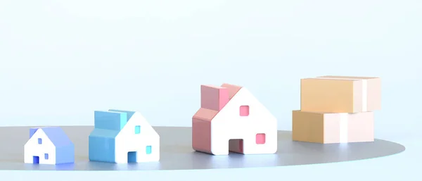 Kleine Huizen Investeringen Onroerend Goed Inspiratie Papieren Huisvesting Familie Concept — Stockfoto