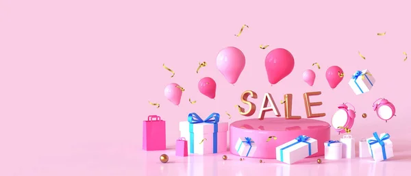 Promozione Vendita Concetto Grande Design Banner Sconto Con Confezione Regalo — Foto Stock