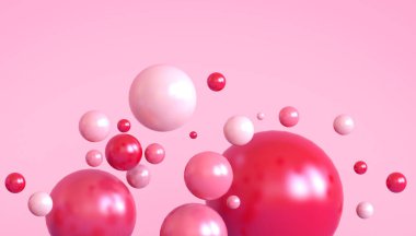 Soyut Arkaplan Geometri Şekilleri Çember Bubbles Kırmızı tasarım, dijital sanat, Kopyalama Alanı - 3d oluşturma