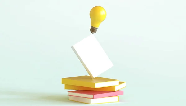 Education learning online Creative idea and Book with Bulb Concept on Gradient Green - Blue Background,Target,design for banner,Schools - 3d rendering