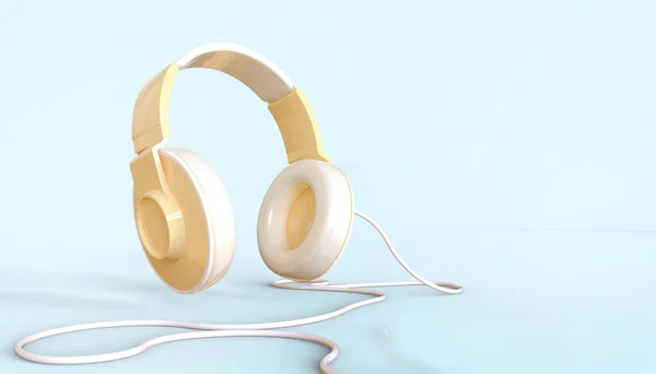 Musique Lecteur Ligne Idée Profitez Écouter Concept Écouteurs Sur Fond — Photo