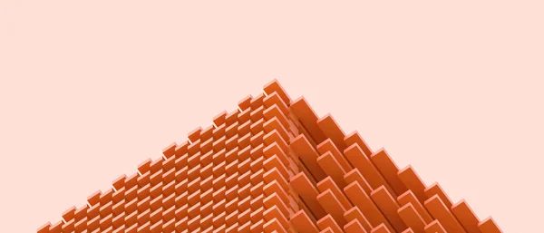 概要近代建築背景 幾何学的な形状パターンとオレンジの組成と最小限の未来的なブロックと詳細 コピースペース デジタル バナー3Dレンダリング — ストック写真
