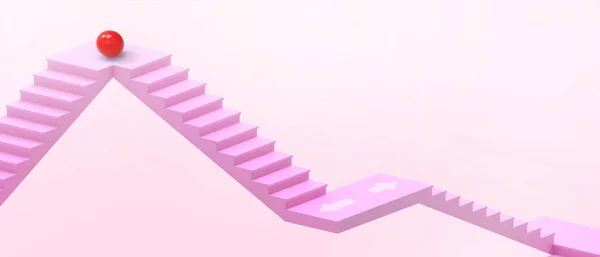 Лестница Цель Соединения Бизнес Идей Выражается Простых Геометрических Формах Фиолетовом — стоковое фото