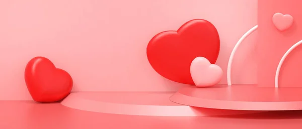 Adorável Conceito Alegre Dia Dos Namorados Fundo Forma Coração Vermelho — Fotografia de Stock