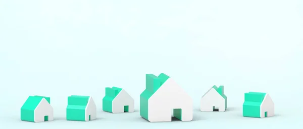 Onroerend Goed Industrie Kleine Huisvesting Met Groene Huizen Samenleving Concept — Stockfoto