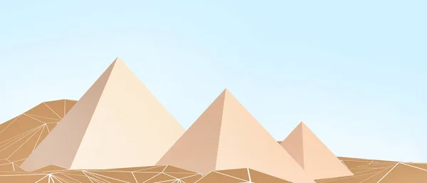 青に低ポリアートの概念を持つギザと折り紙の紙のピラミッドエジプト Banner コピースペース ポスター カード第三レンダリング — ストック写真