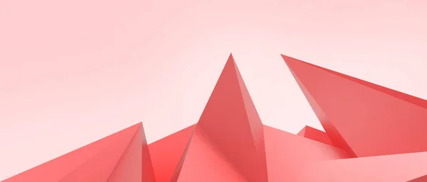 Abstract futuristic Origami Paper art . idea Creative Target and Geometric shapes Triangle Concept on Red. banner, website, Copy Space -3d Rendering