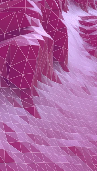 Abstract Background futuristic Digital wireframe Low poly Vertical Concept and online connection concept with Origami Paper art on Purple. banner, poster, Card, Copy Space-3d Rendering