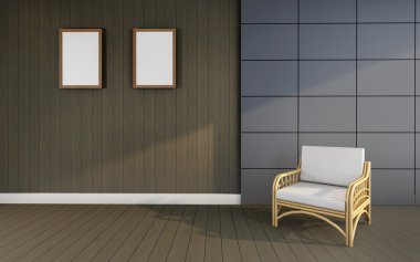 Çalışma ve oturma odası / 3D Render Resim Lüks