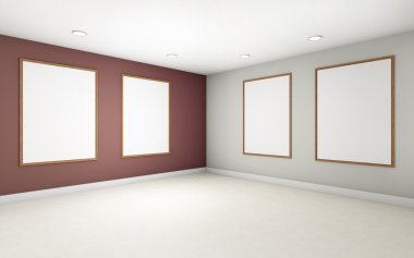 Art Gallery perspective two  point and Picture Frame  color Rad