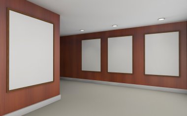 Art Gallery perspective two  point and Picture Frame wall wood