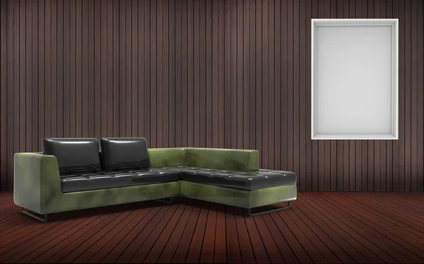 Sala de estar conjunto moderno home office / 3D renderizar imagem composição clássica — Fotografia de Stock