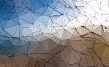 Soyut 3d basit geometrik origami mavi kahverengi