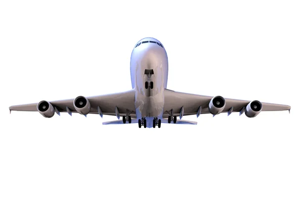 Посадка літака Переміщення та вигляд спереду ізольовані — стокове фото