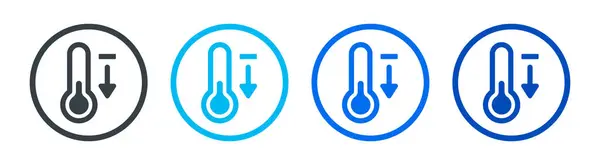 Ícone Temperatura Fria Termômetro Com Sinal Símbolo Menos Seta Para — Vetor de Stock