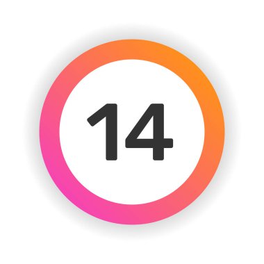 14 numara, on dört, düz simge, dairesel işaret.