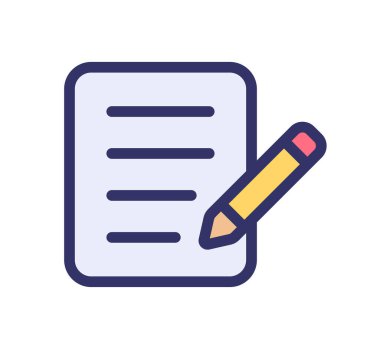 Kağıt ve kalem ikonu. Vektör illüstrasyonu