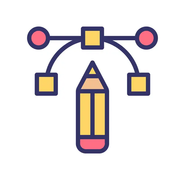 Карандаш Значком Управления Кривой Символ Инструмента Дизайна Белом Фоне — стоковый вектор
