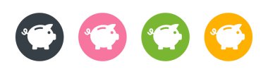 Piggy bank icon set. Saving symbol. Money box concept