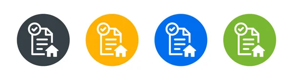 House contract or rental agreement icon. Document with property approved and checked. Vector illustration