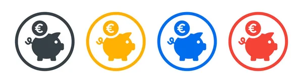 Piggy bank with euro coin icon vector illustration.