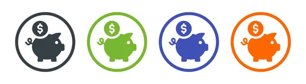 Piggy bank money icon. Saving dollar coin vector illustration.