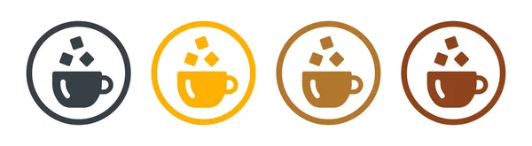 Tasse Tee Oder Kaffee Und Zuckerwürfel Vektor Symbol — Stockvektor