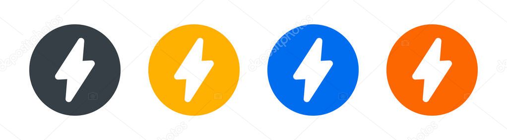 Thunderbolt in the circle design. Electric power button vector illustration