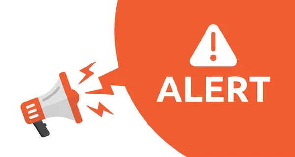 Megafon Med Alert Banner Vektor Illustration Registreringsskylt — Stock vektor