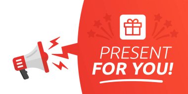 Megafonla konuşma baloncuğu afişi. Hoparlör..