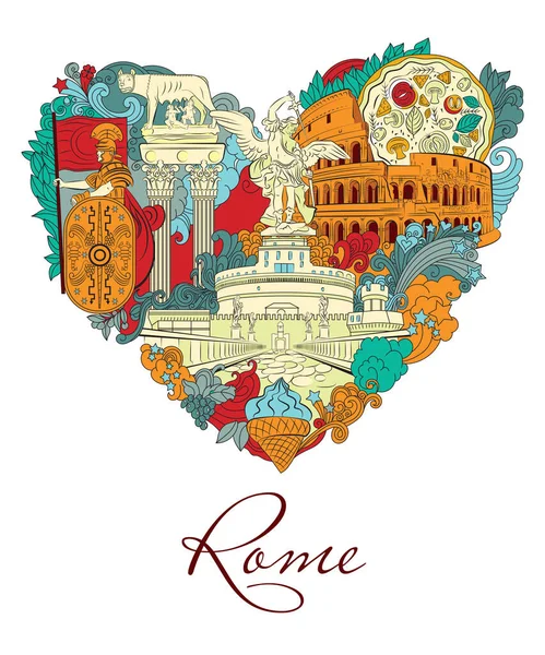 Roma Italia Illustrazione Vettoriale Cartolina Viaggio Roma Elemento Moderno Grafica — Vettoriale Stock