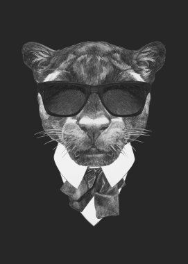 Panter portresi elbiseli.