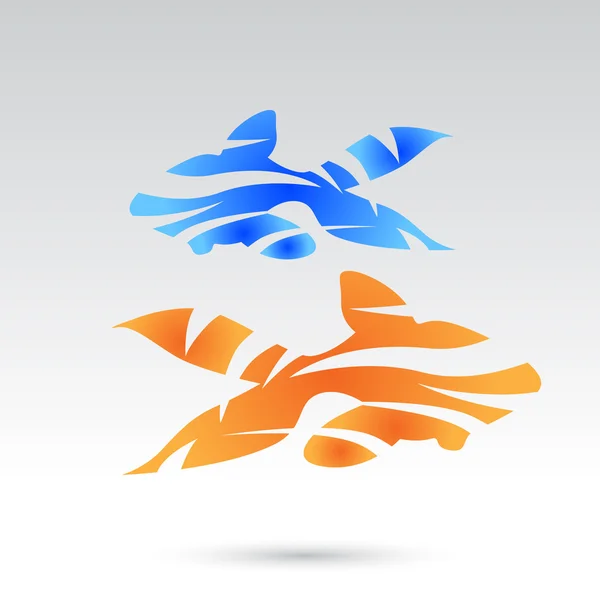 蓝色和橙色的抽象鱼 — 图库照片