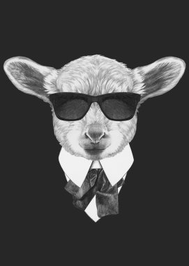 Takım elbiseli kuzu portre.