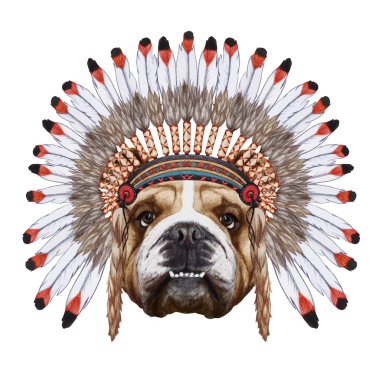 İngilizce Bulldog portresi savaş kaporta içinde.