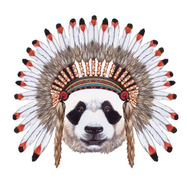 Panda portresi savaş kaporta içinde.