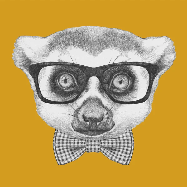 Портрет Лемура в окулярах і краватці — стокове фото
