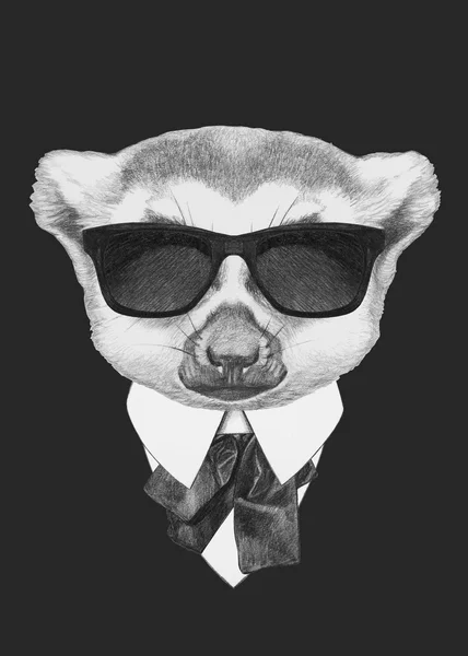 Portrait of Lemur in suit. — Stock Photo, Image