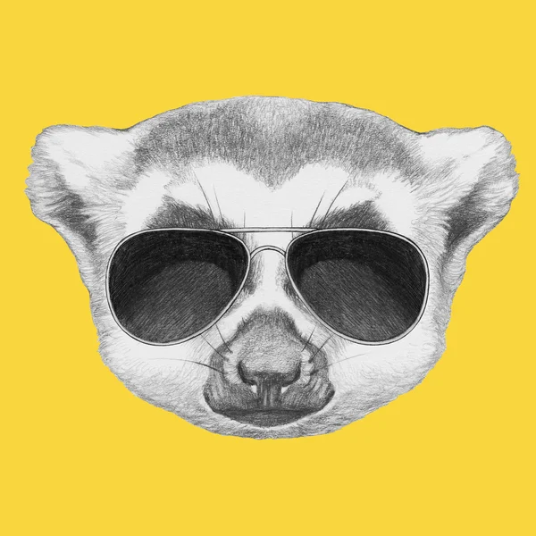 Porträt eines Lemurs mit Sonnenbrille — Stockfoto