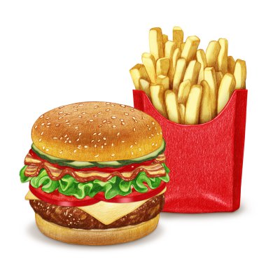 Çizburger ve patates kızartması.. 