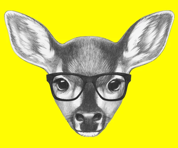 Portrait of Fawn with glasses. — Stock Photo, Image