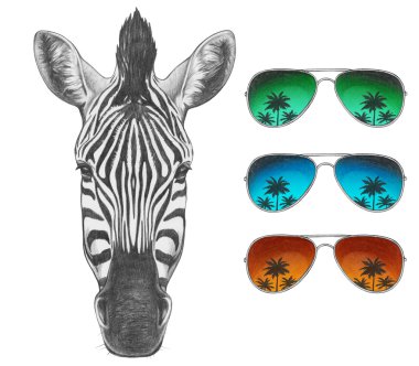 Ayna güneş gözlüğü ile Zebra
